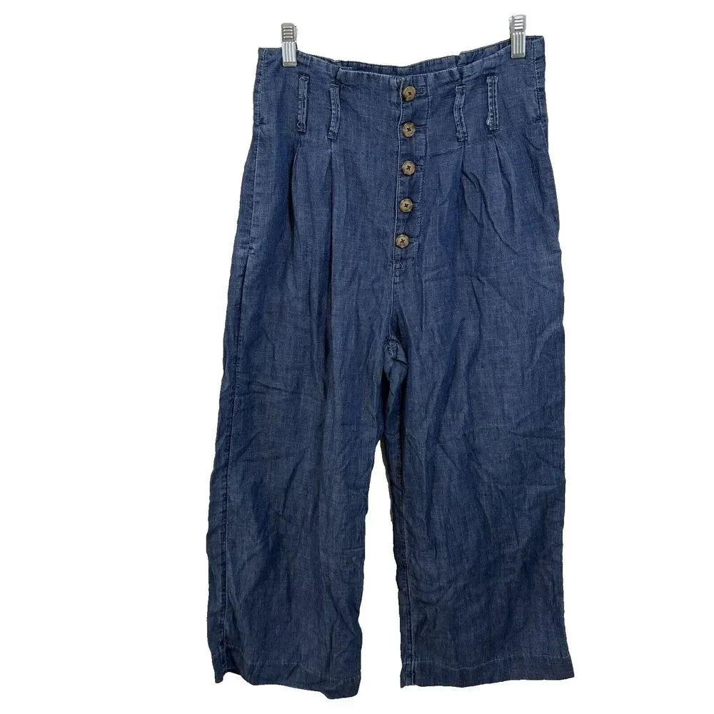 Abercrombie & Fitch womens sack jeans wide leg button‎ fly high waist size S